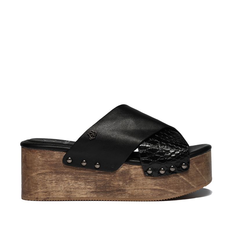 GOTTA - Sandalia Mujer Plataforma Madera Negra 25320