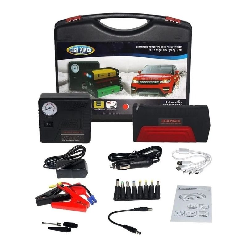 GENERICO - Partidor Power Bank 12v Cargador Portátil Con Inflador Ruedas