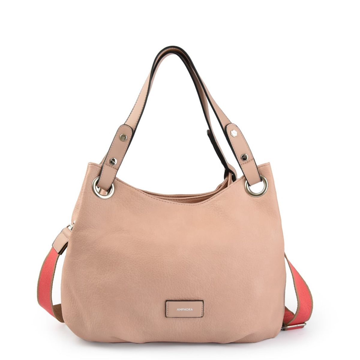 AMPHORA - Cartera Dos Asas Tres divisiones grande silke rosado