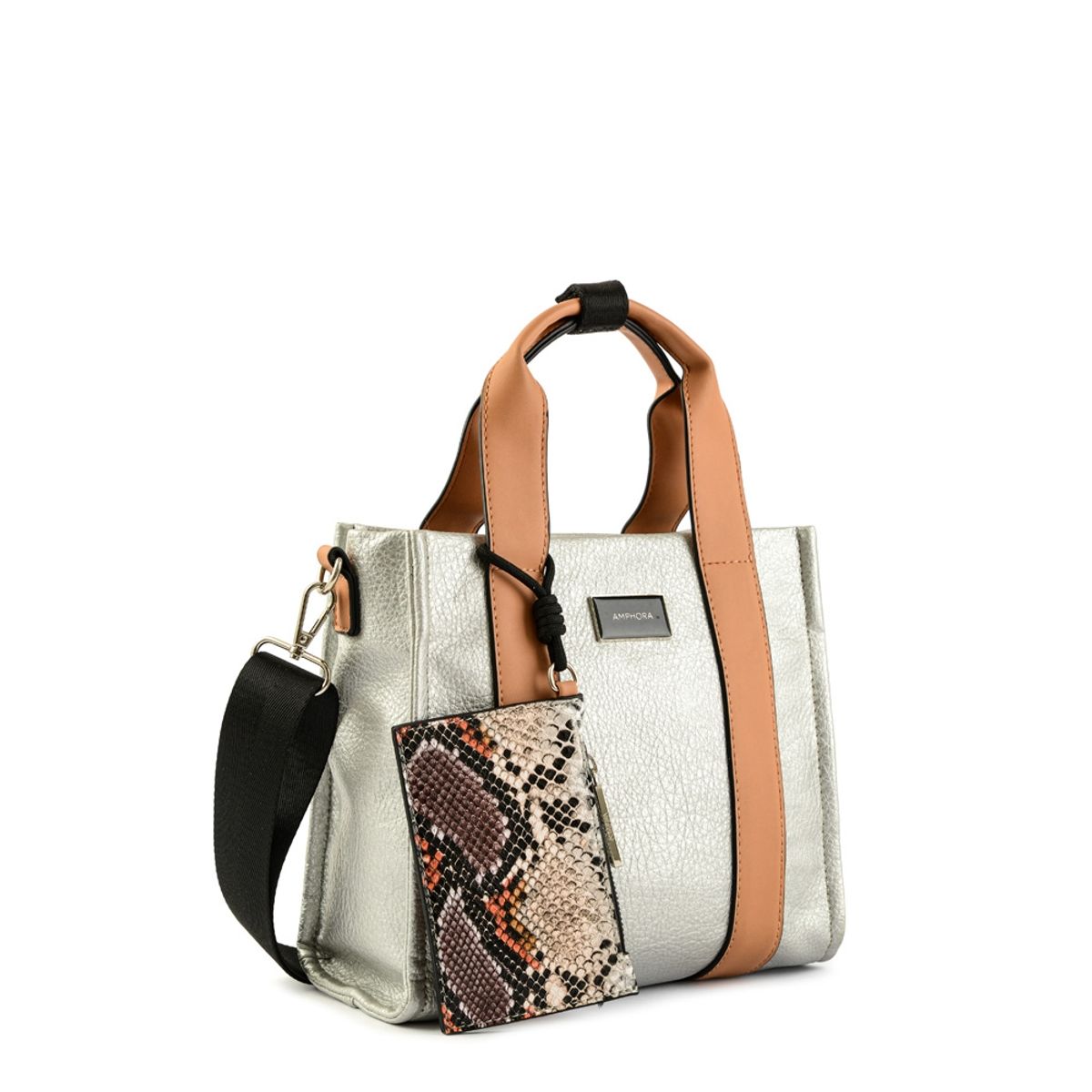AMPHORA - Demi cartera bandolera plateado