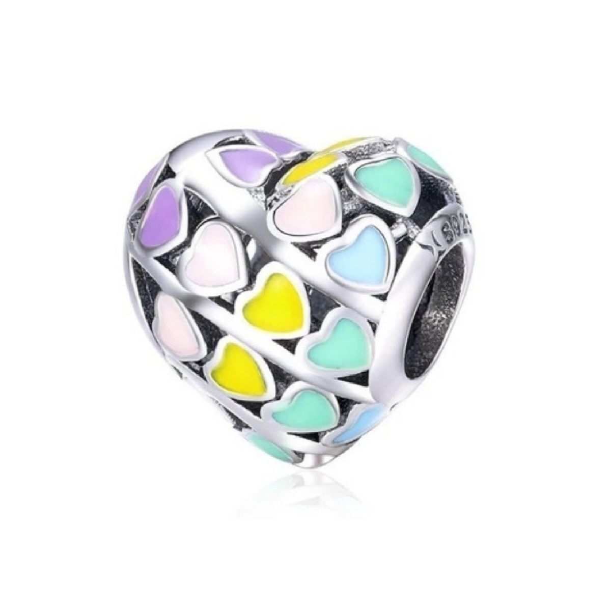 SILVER HEART - Charm Corazones de Colores en Plata Fina 925 SILVER HEART