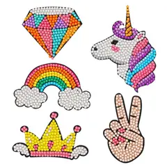 GENERICO - Kit stickers Pintura por Diamantes - Unicornio y Arcoiris