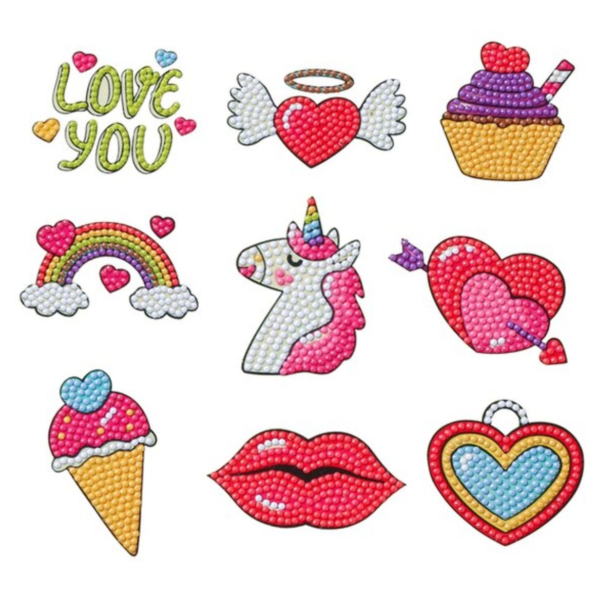 GENERICO - Kit stickers Pintura por Diamantes - Love you