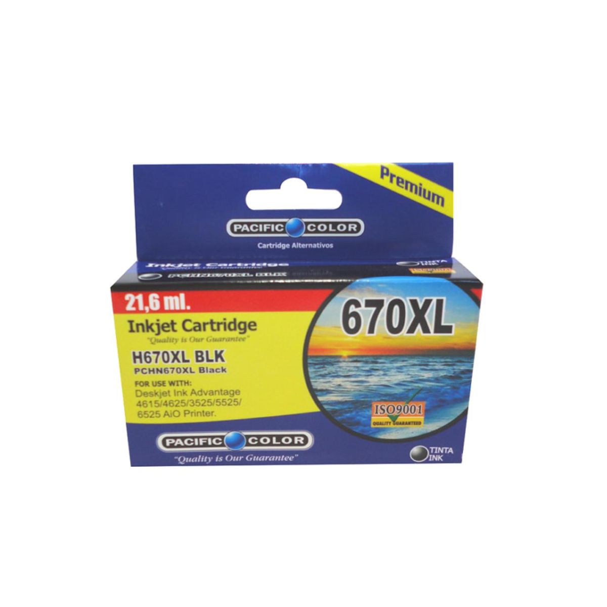 PACIFIC COLOR - Tinta Cartucho Compatible 670XL Negro Pacific Color