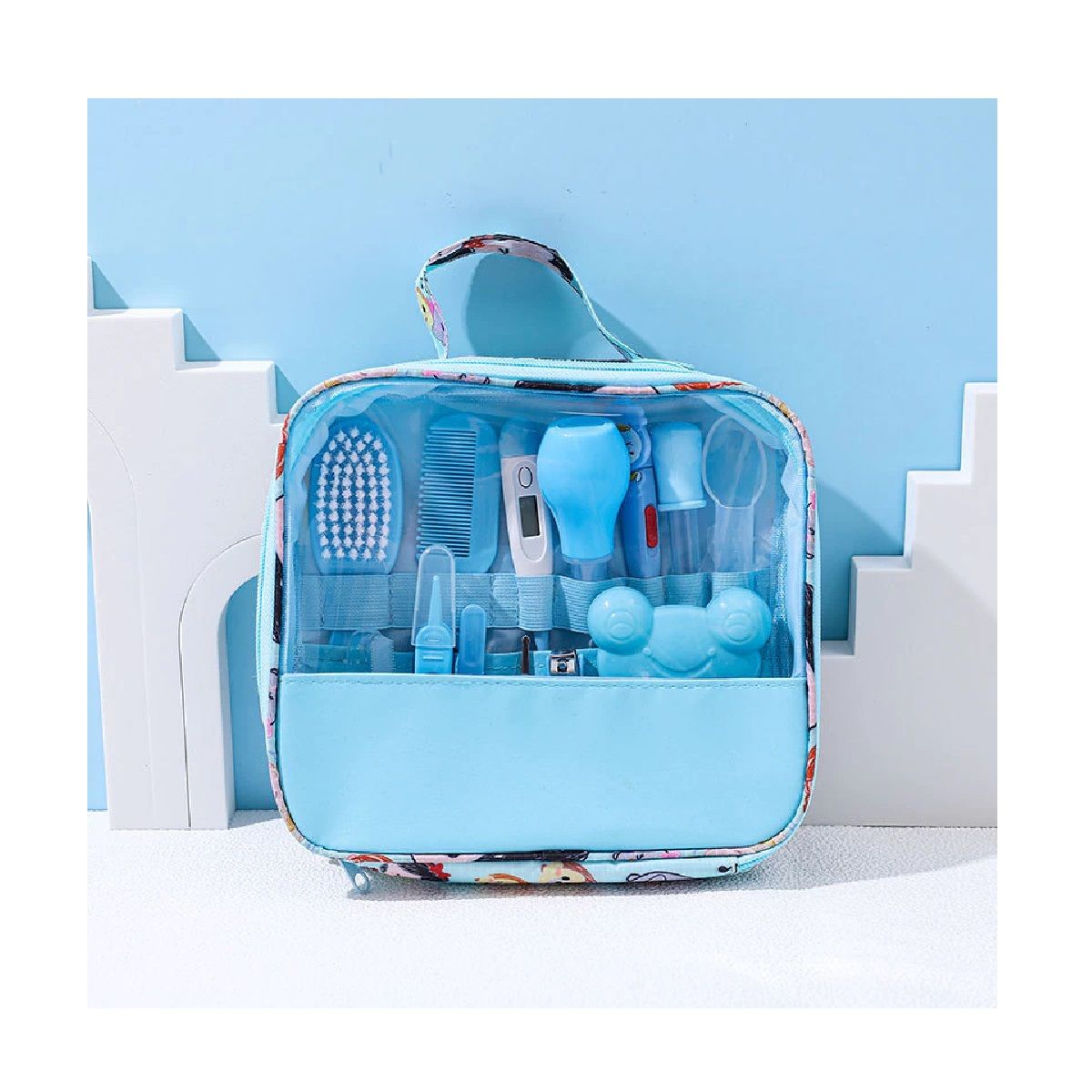 GENERICO - Kit De Aseo Y Cuidado Personal Para Bebés con Bolso Azul