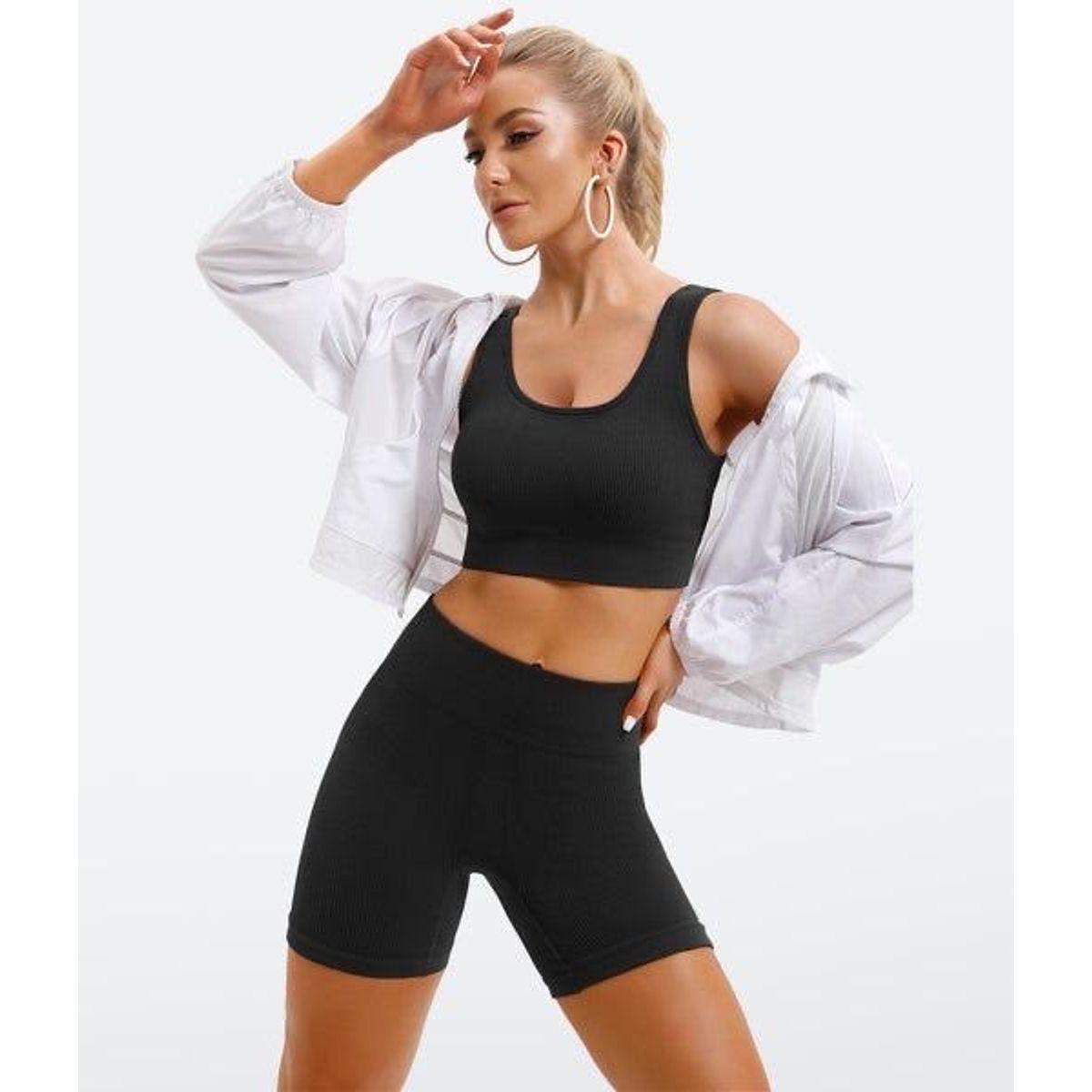 YOGAIWALU - Conjunto Deportivo Top Calza 2 Piezas Canalé