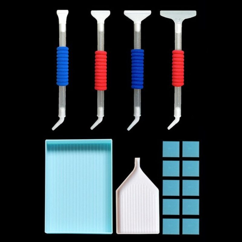 GENERICO - Kit 4 Lapices para diamond painting + 2 bandejas + 10 ceras