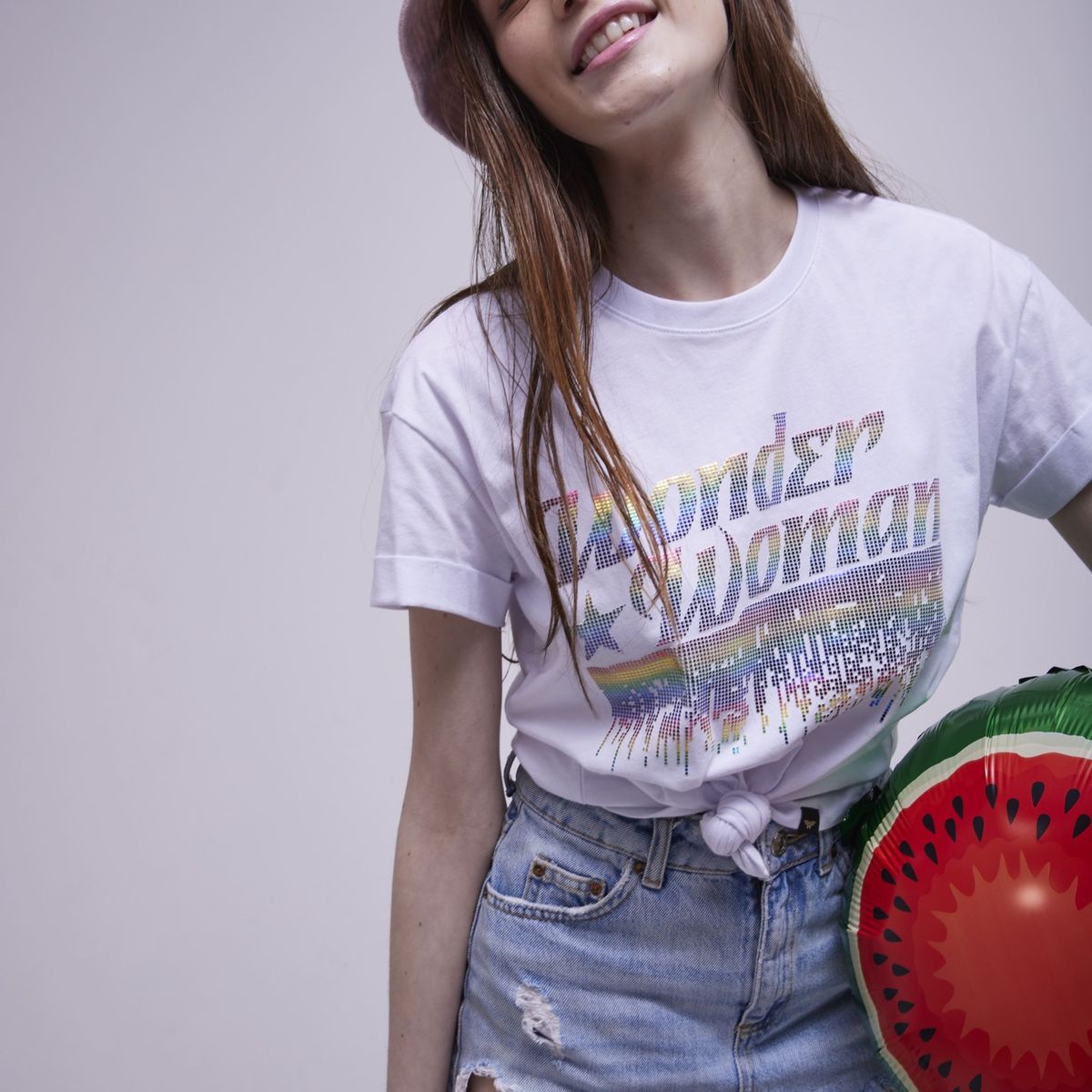 DC COMICS - Polera Mujer Wonder Woman Fashion Blanco Dc Comics