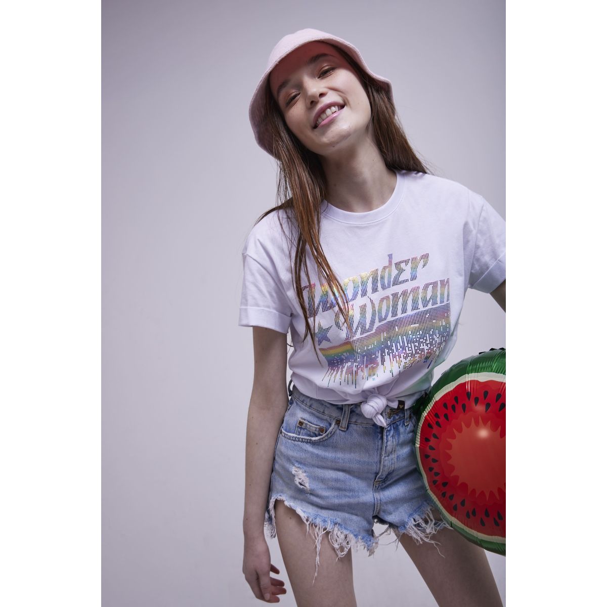 DC COMICS - Polera Mujer Wonder Woman Fashion Blanco Dc Comics