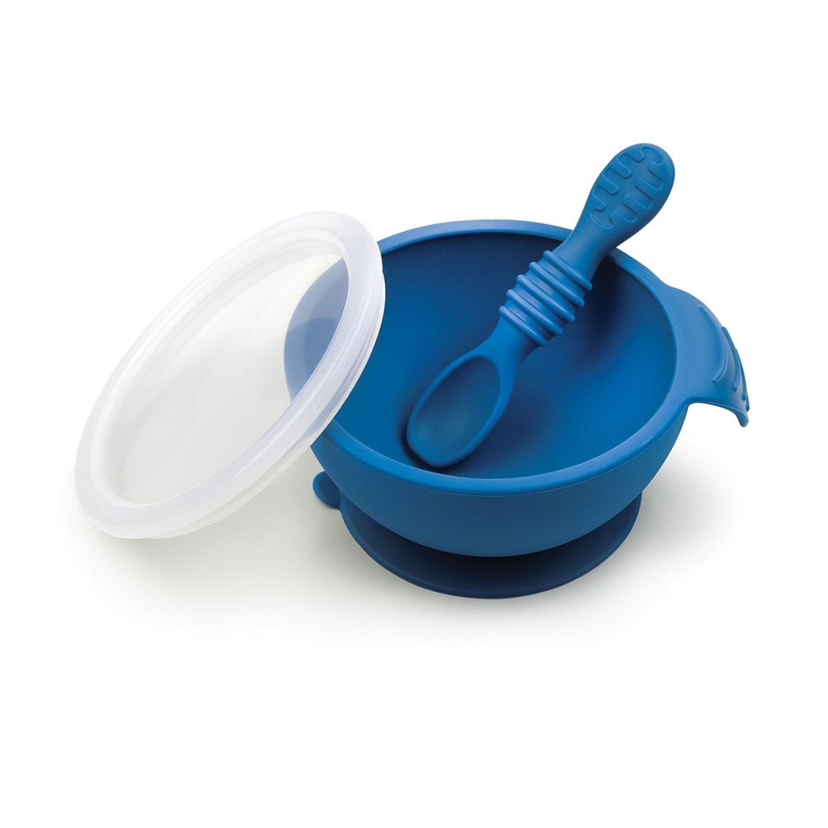 BUMKINS - Mi 1er Plato+Cuchara silicona FirstFeedingSet Azul BUMKINS
