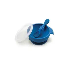 BUMKINS - Mi 1er Plato+Cuchara (silicona)/ FirstFeedingSet Azul