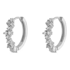 BOAZ JOYAS - Aros Mujer Argollas Roma Plateadas Bañadas en Oro Blanco