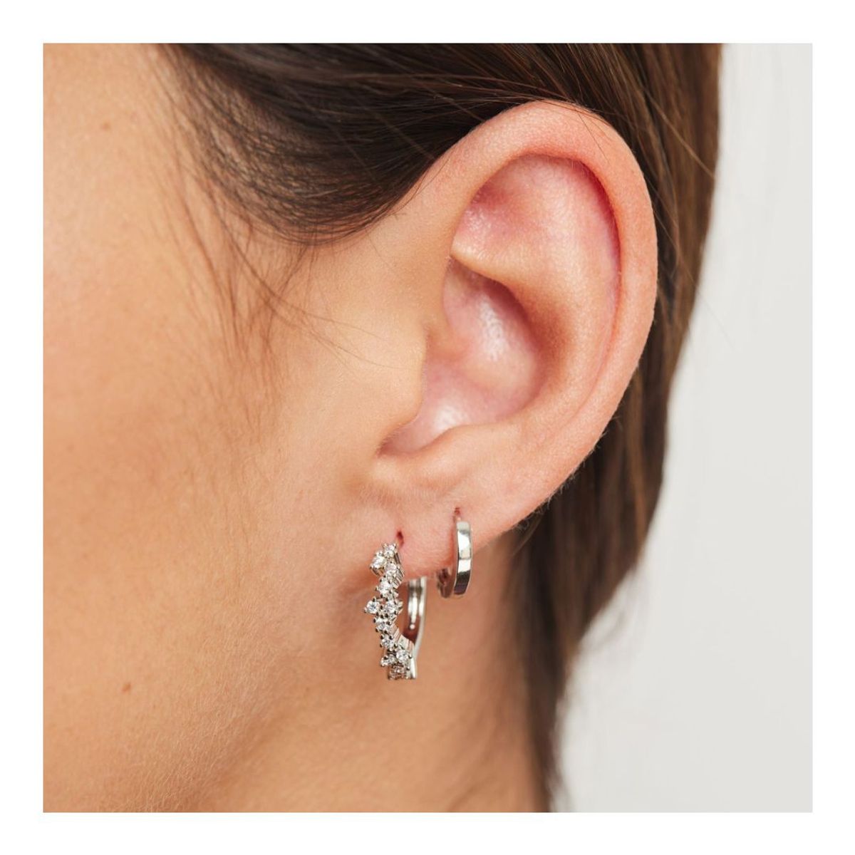 BOAZ JOYAS - Aros Mujer Argollas Roma Plateadas Bañadas en Oro Blanco Boaz Joyas