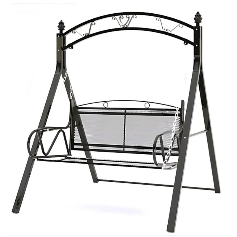 CRUSEC - Sillon Columpio Al Aire Libre Jardin Terraza Patio Negro