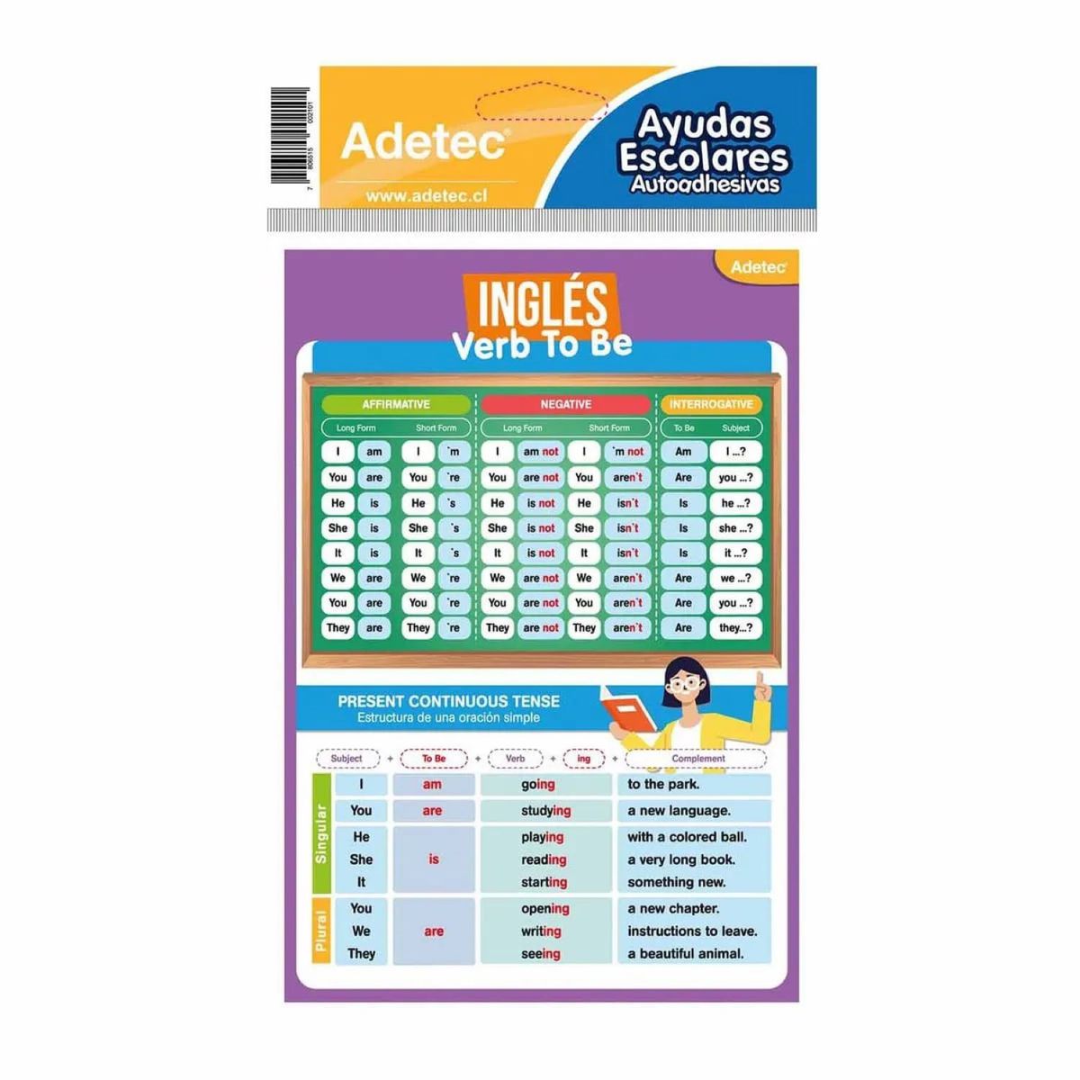 ADETEC - Stickers De Ayuda Escolar Ingles Y Animales Adetec 2 Hojas