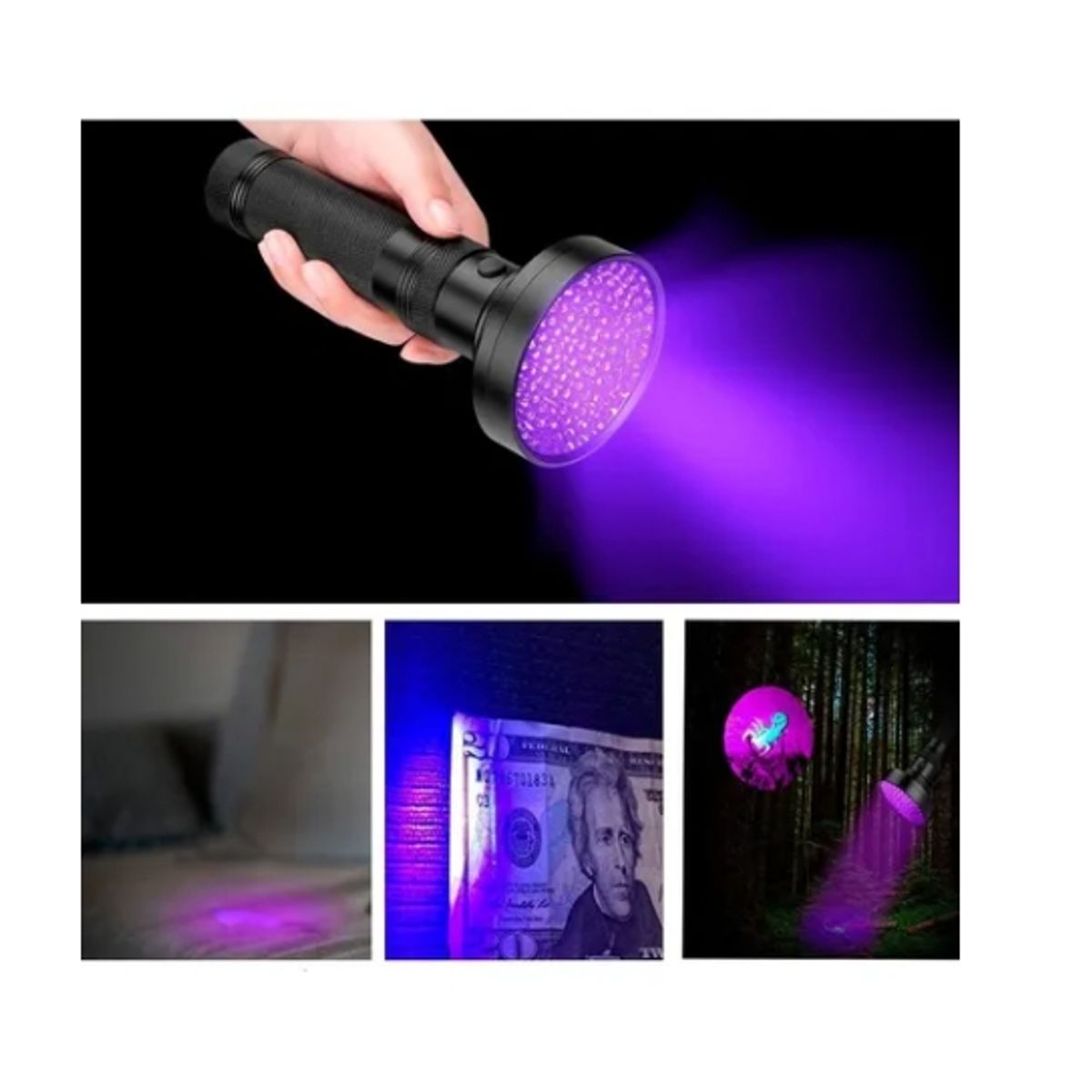 ESHOPANGIE - Linterna Ultravioleta 100 Led Uv Usa Pilas Múltiples Usos