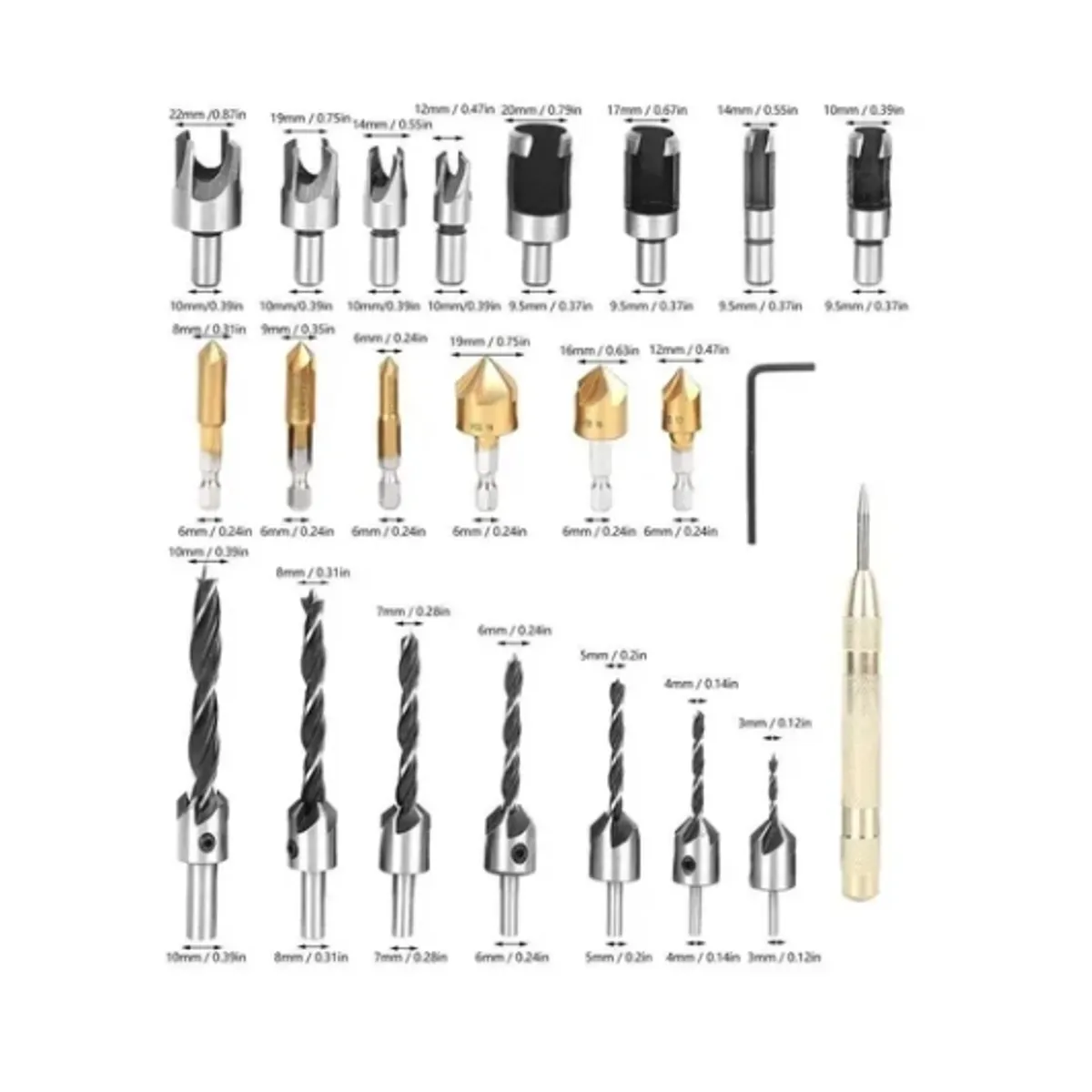 ESHOPANGIE - Juego De Brocas De Avellanado De Chaflán Para Carpintería