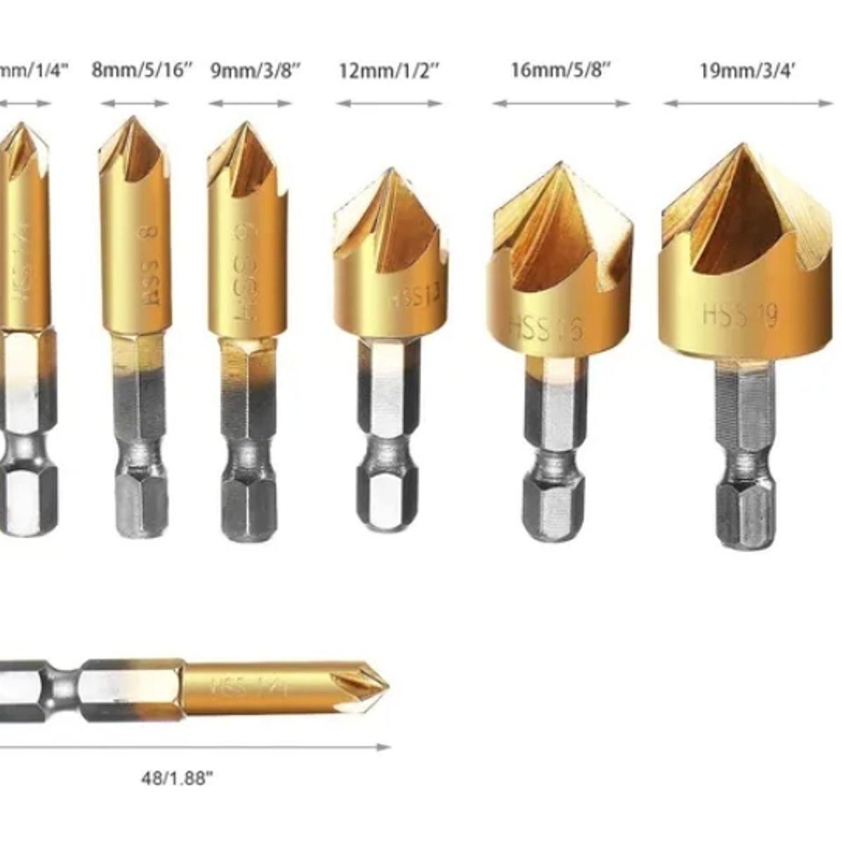 ESHOPANGIE - Juego De Brocas Avellanador Eagles, 6 Piezas Caña Hexagonal