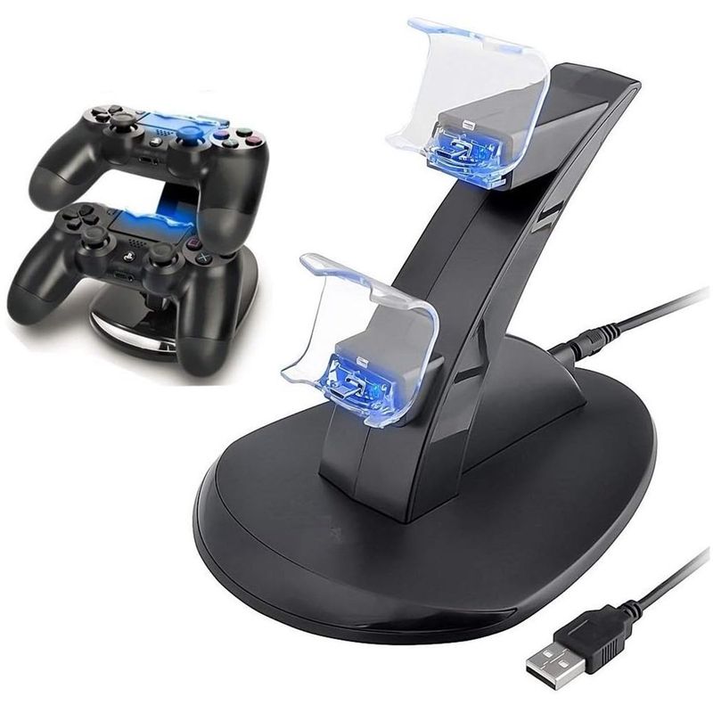 GENERICO - Cargador De Mando Ps4 Accesorios Play 4 Carga Dual