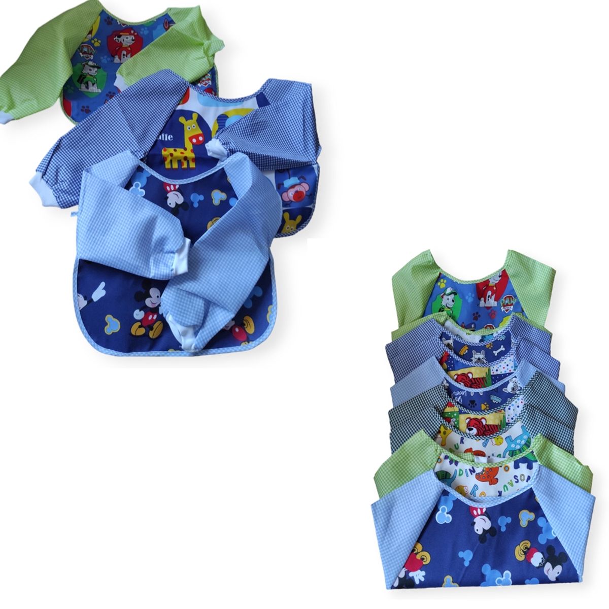 GENERICO - Pack 2 Baberos  Mangas con Puño Bebe Diseño Niño