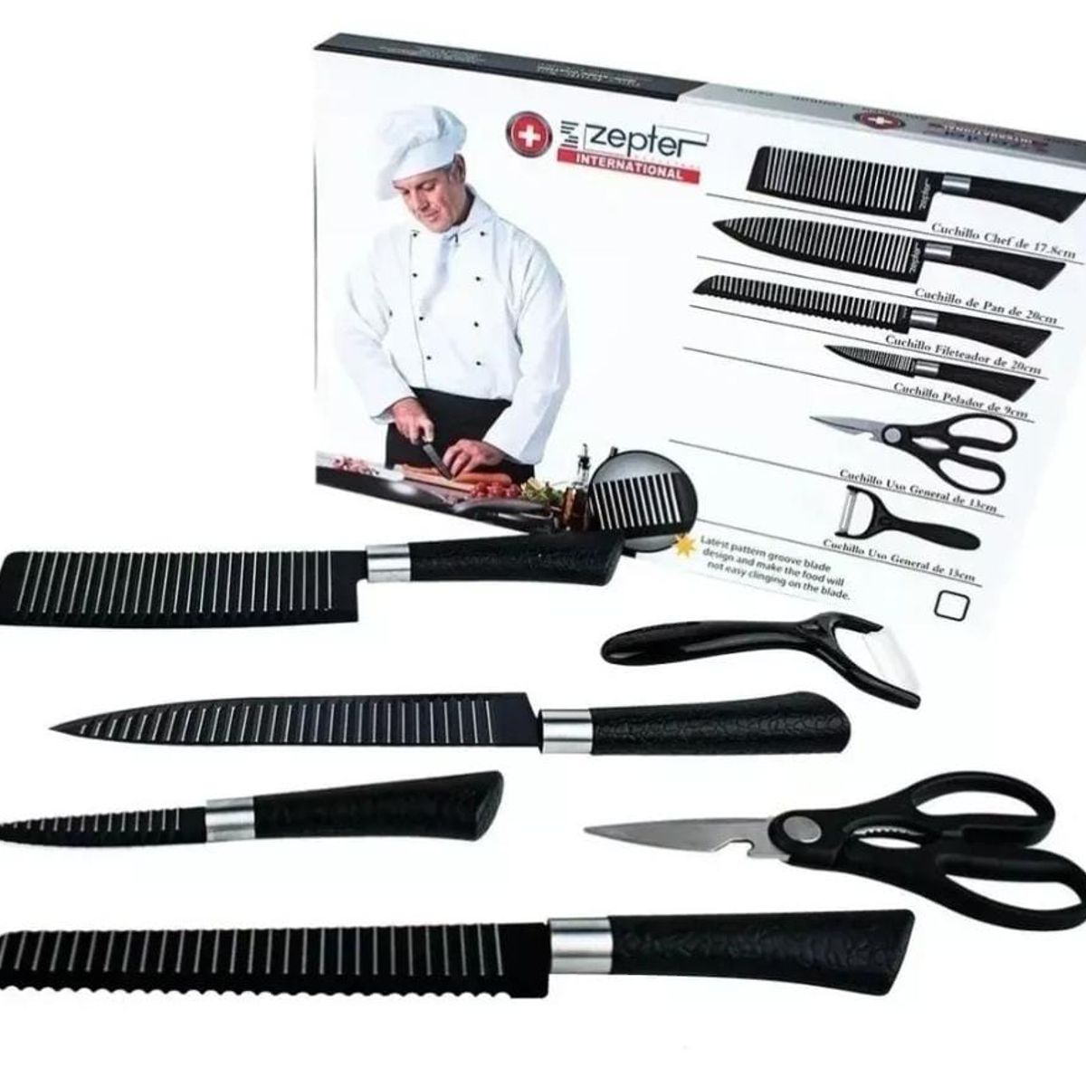 GENERICO - SET DE CUCHILLOS 6 PIEZAS CON MANGO ERGONOMICO