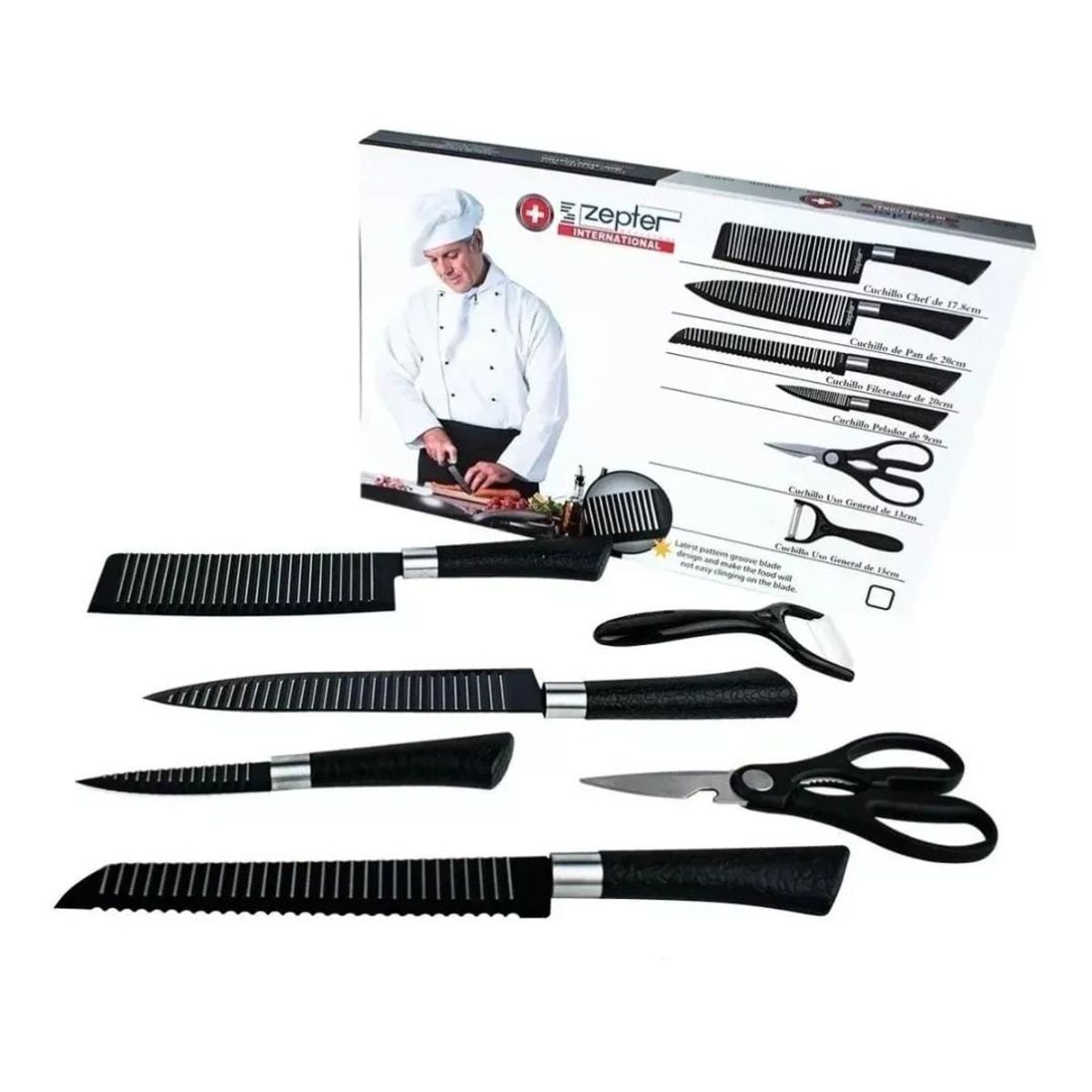 GENERICO - SET DE CUCHILLOS 6 PIEZAS CON MANGO ERGONOMICO