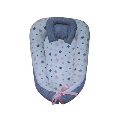 Imagen 2 del producto Nido Colecho Blanco Estrellas Rosado-Lila con Gris Jaspeado