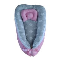 Nido Colecho Gris Elefante Blanco con Rosado Liso