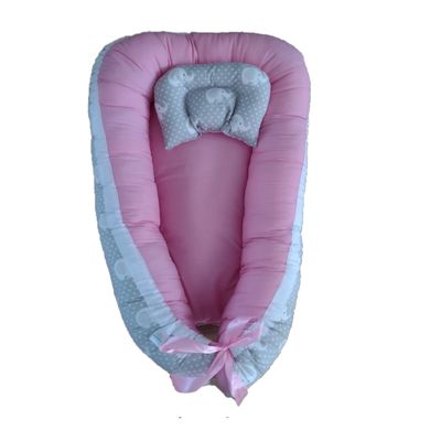 Imagen 2 del producto Nido Colecho Gris Elefante Blanco con Rosado Liso