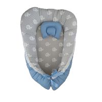 Nido Colecho Gris Elefante Blanco con Celeste Liso