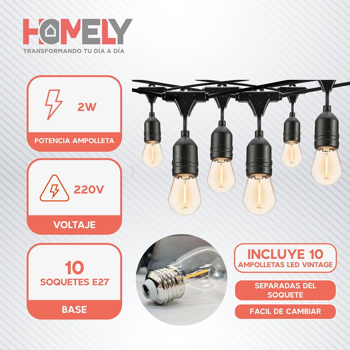 HOMELY - Guirnalda Terraza Solar Cascada Luces Led 10 Metros