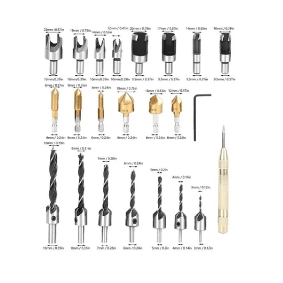 OFERTABKN - Juego De Brocas De Avellanado De Chaflán Para Carpintería