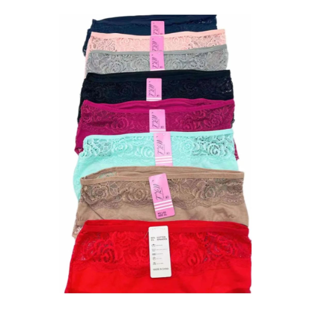 EVERSO - Pack 12 Calzones Algodón Mujer Tiro Alto Señora Encaje..