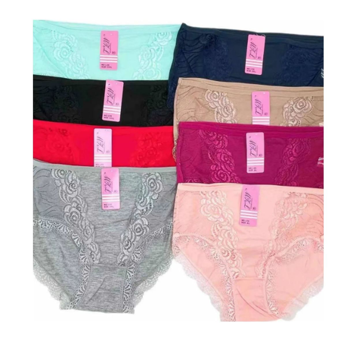 EVERSO - Pack 12 Calzones Algodón Mujer Tiro Alto Señora Encaje..