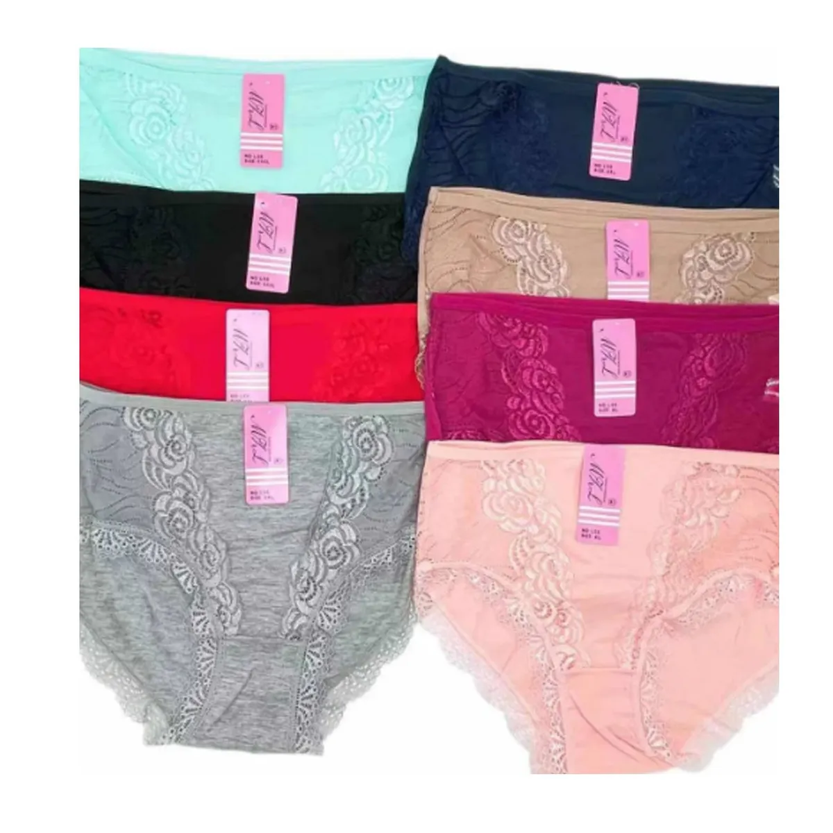 EVERSO - Pack 12 Calzones Algodón Mujer Tiro Alto Señora Encaje..