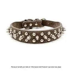 GENERICO - Collar para Perro con Tachas de Ecocuero Gris - Talla L