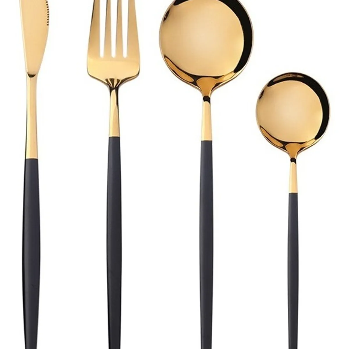 BJ HOGAR - Set Cubiertos 16 Piezas Acero inoxidable - Dorado y Negro