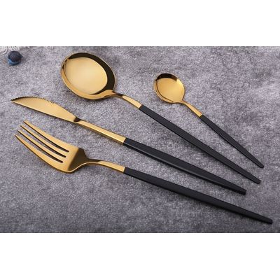 Imagen 2 del producto Set Cubiertos 16 Piezas Acero inoxidable - Dorado y Negro