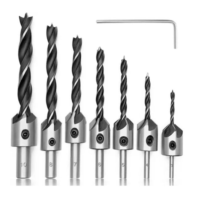 OFERTABKN - Brocas Avellanadoras Biseladoras Madera Carpintería 7 Piezas