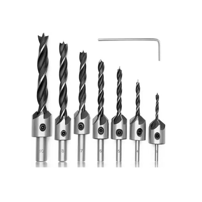 OFERTABKN - Brocas Avellanadoras Biseladoras Madera Carpintería 7 Piezas