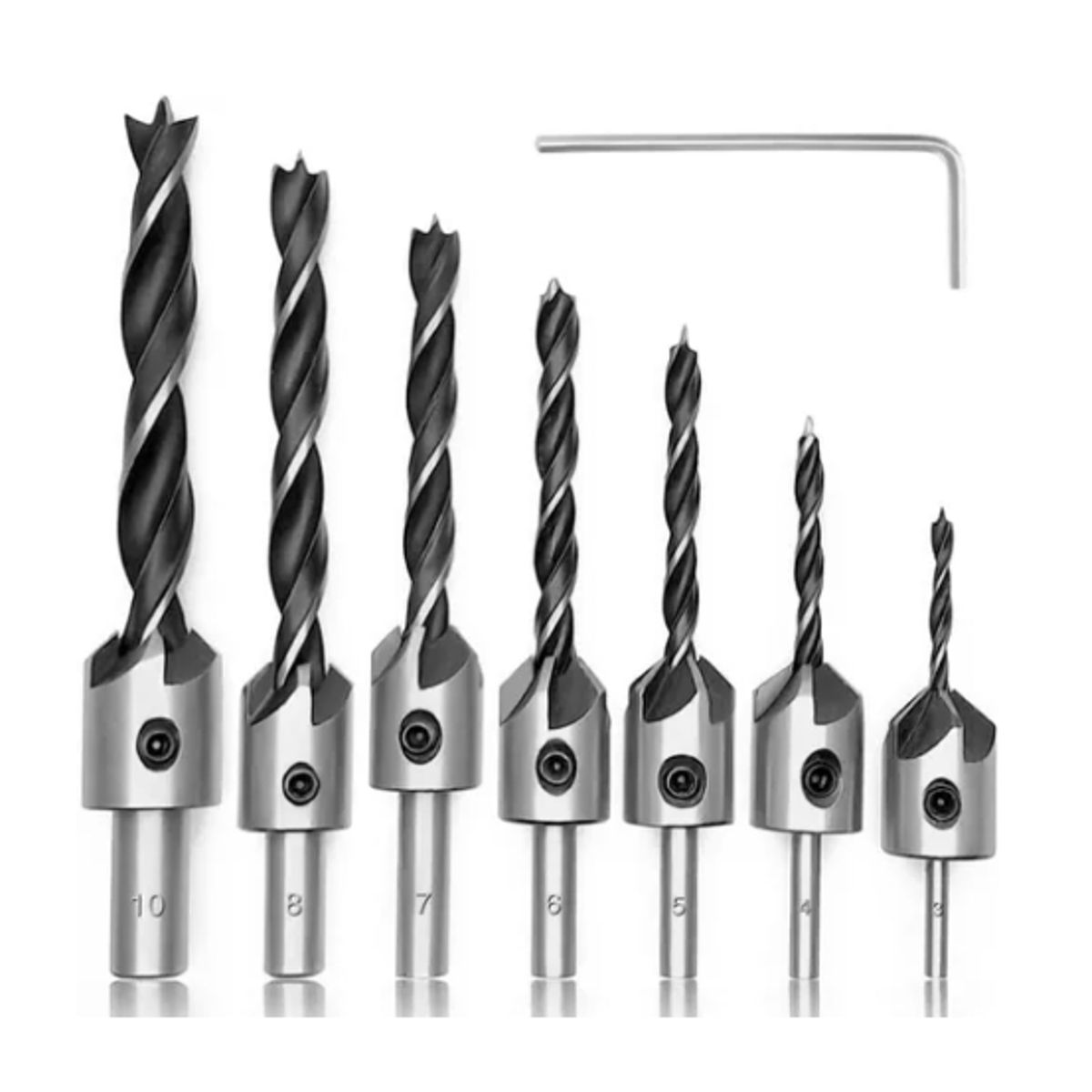 OFERTABKN - Brocas Avellanadoras Biseladoras Madera Carpintería 7 Piezas