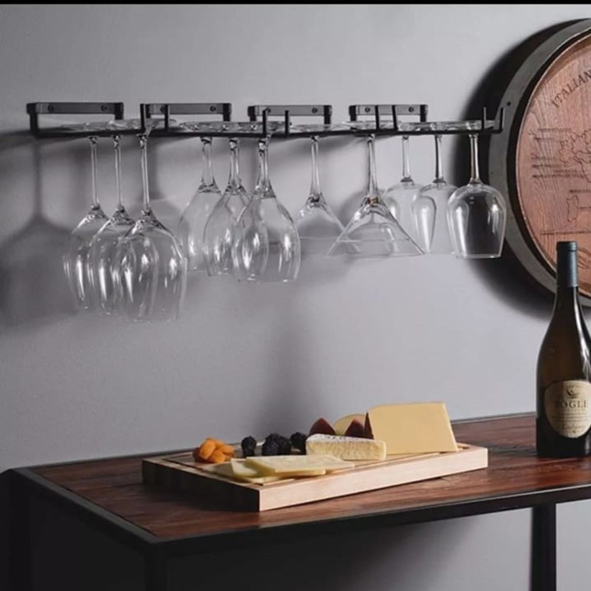 GENERICO - Porta copas de pared 35cm de largo -forja- 1 unidad ( para 4 copas )