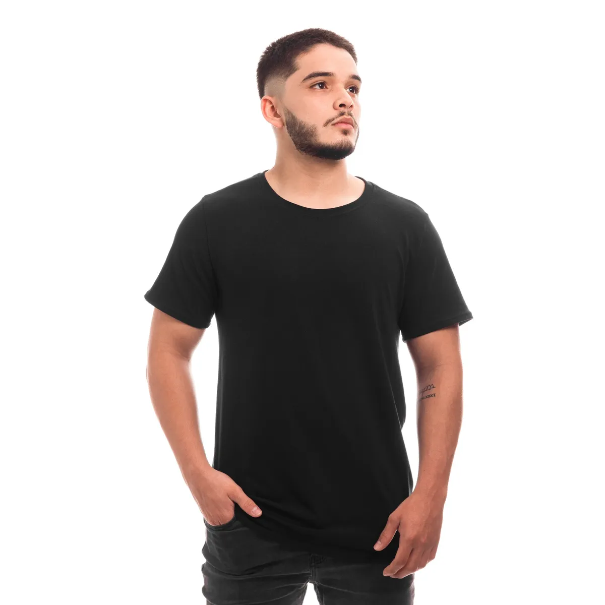 SIGEL - POLERA HOMBRE CUELLO REDONDO MANGA CORTA NEGRA
