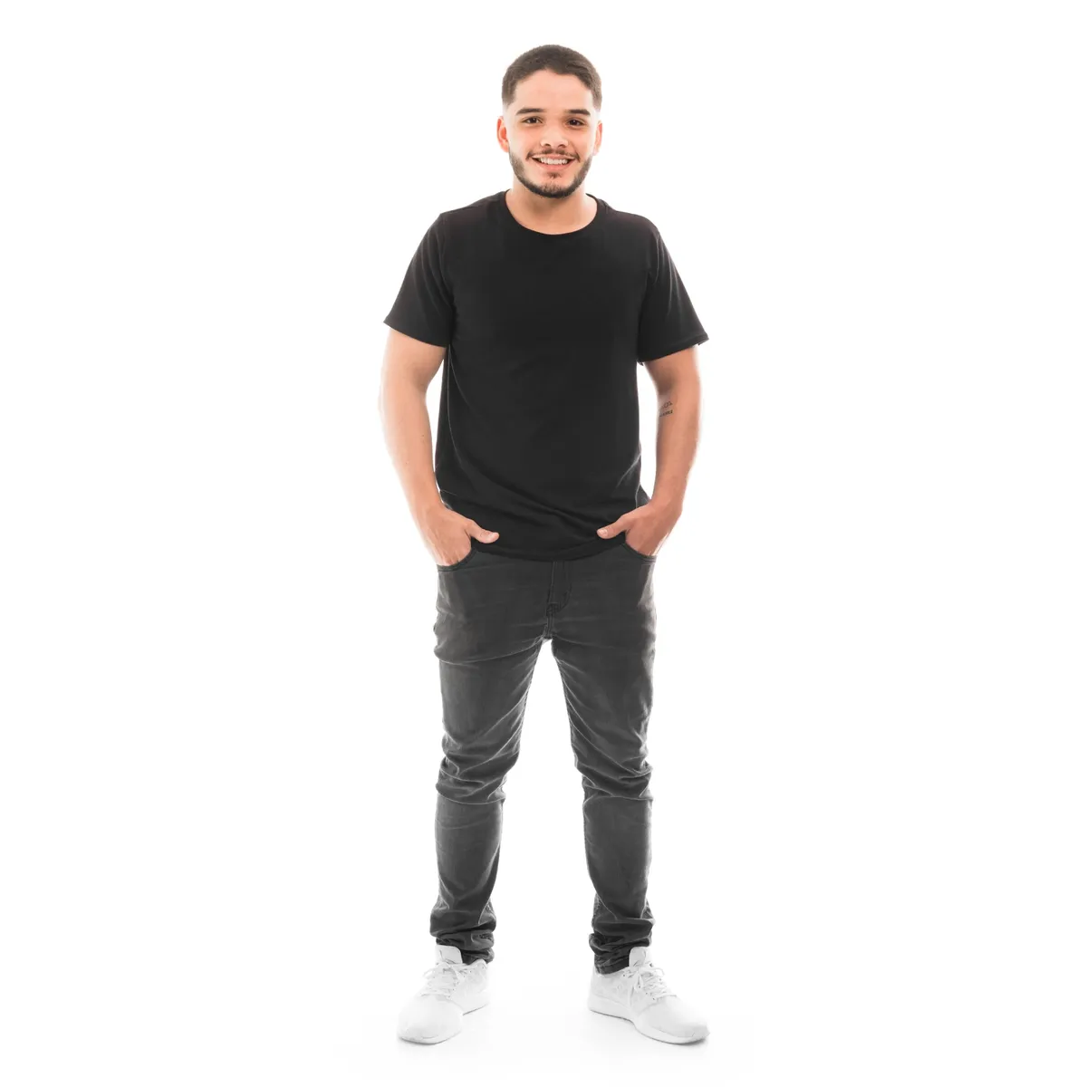 SIGEL - POLERA HOMBRE CUELLO REDONDO MANGA CORTA NEGRA