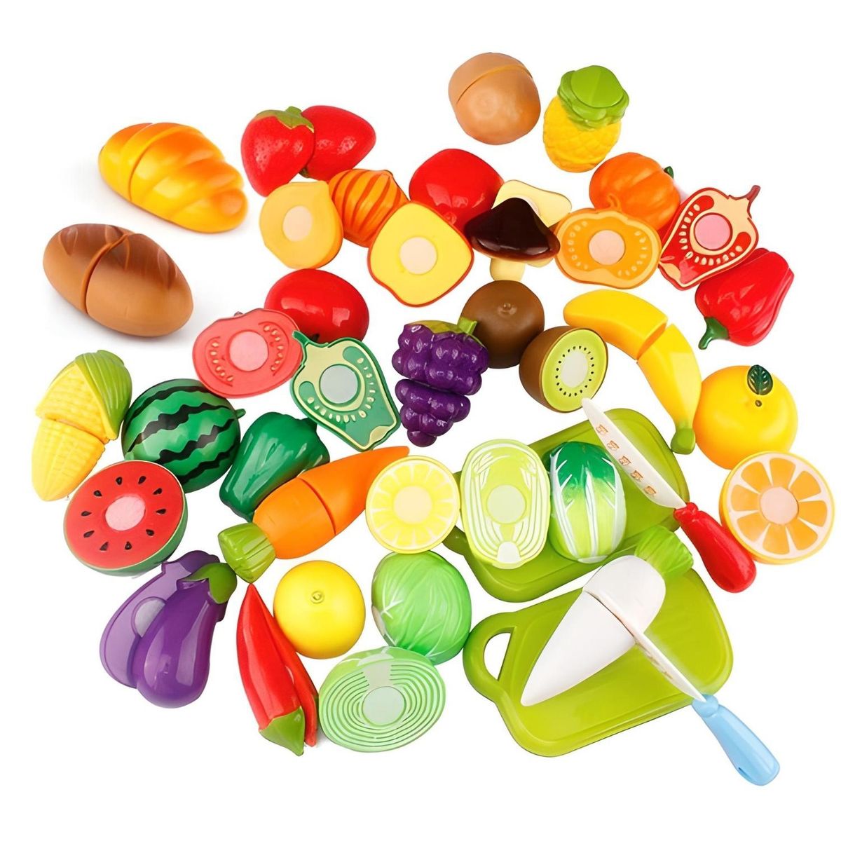 CRUSEC - Juguete De Corte De Cocina De Frutas y Verduras 29 Piezas