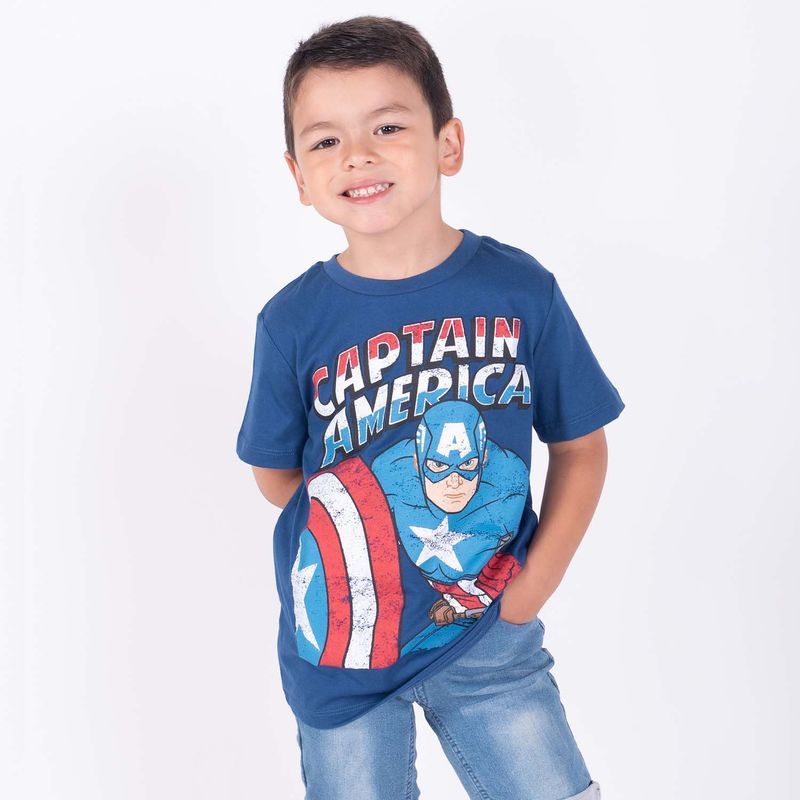 MARVEL - Polera Niño Capitan America Stronger Azul Marvel