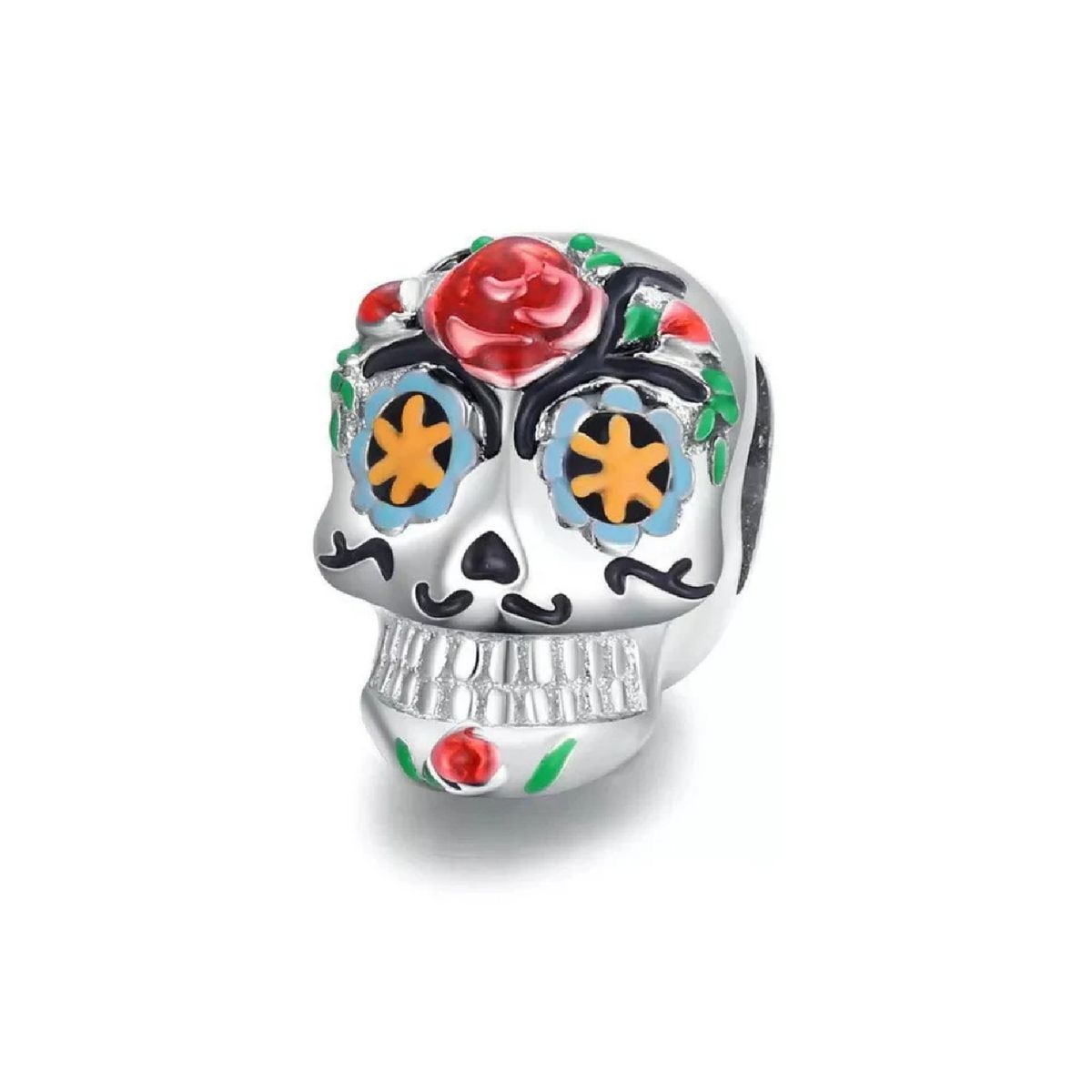SILVER HEART - Charm Calavera Mexicana en Plata Fina 925 SILVER HEART