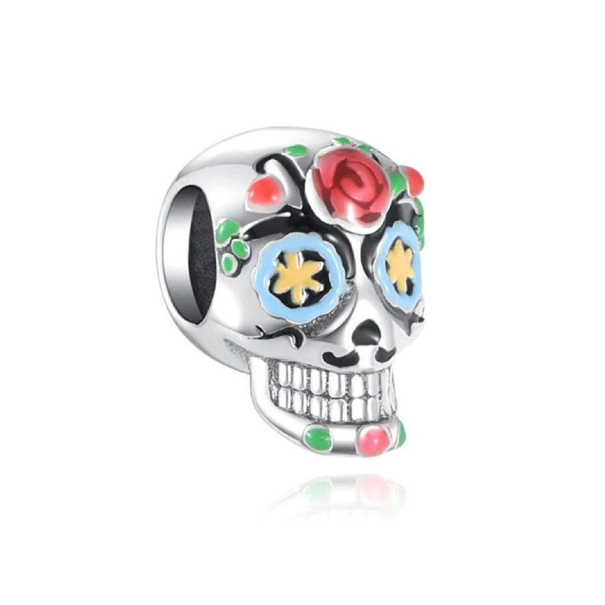 SILVER HEART - Charm Calavera Mexicana en Plata Fina 925 SILVER HEART