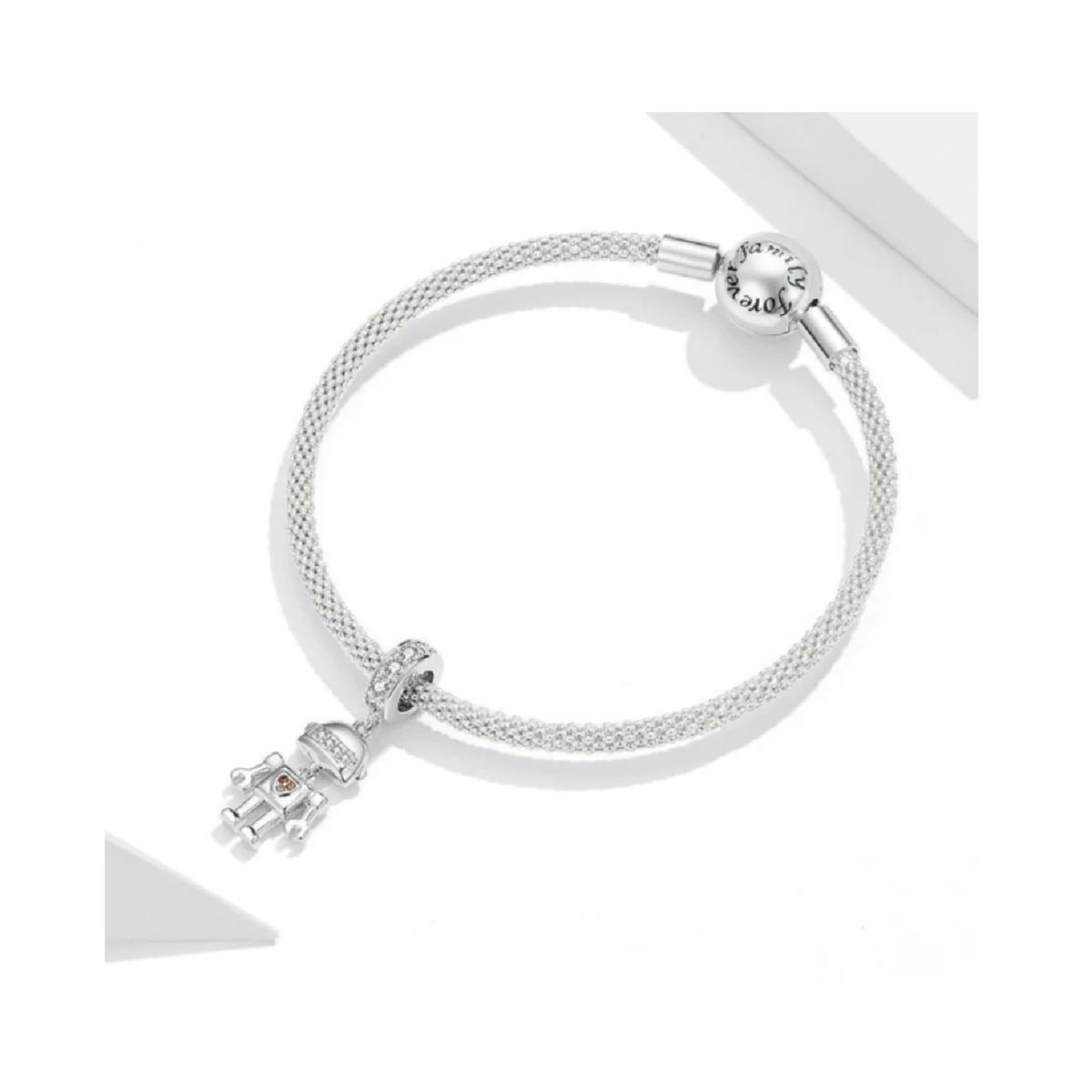 SILVER HEART - Charm Robot Circones en Plata Fina 925 SILVER HEART