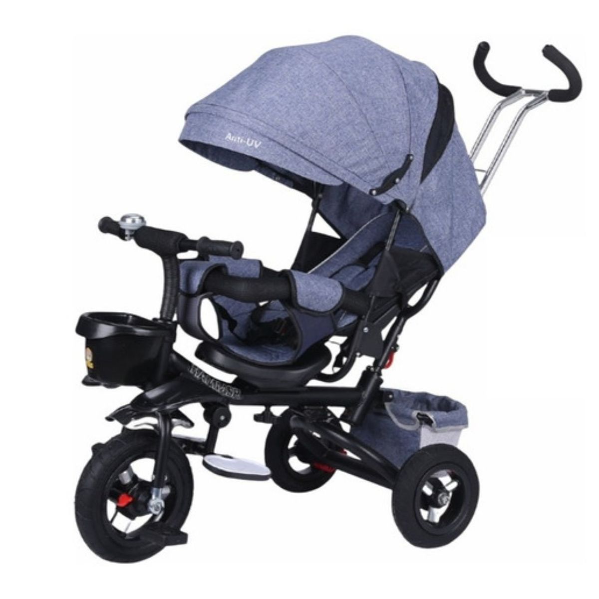 CRUSEC - Triciclo Multifuncional Plegable 360° Con Sombrilla - Azul